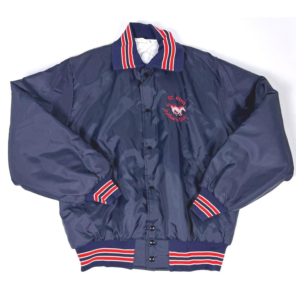 Vintage Bomber Jacket Men's XL Gem Sportswear Navy Blue Nylon